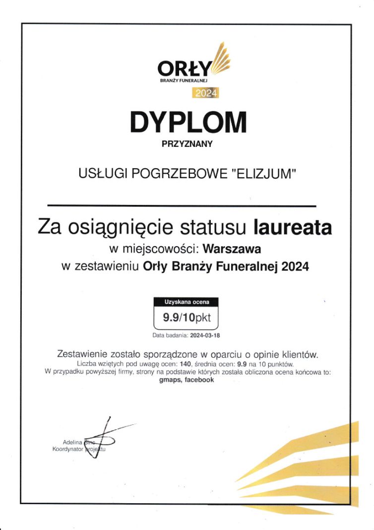Orły Branży Pogrzebowej 2024 Elizjum